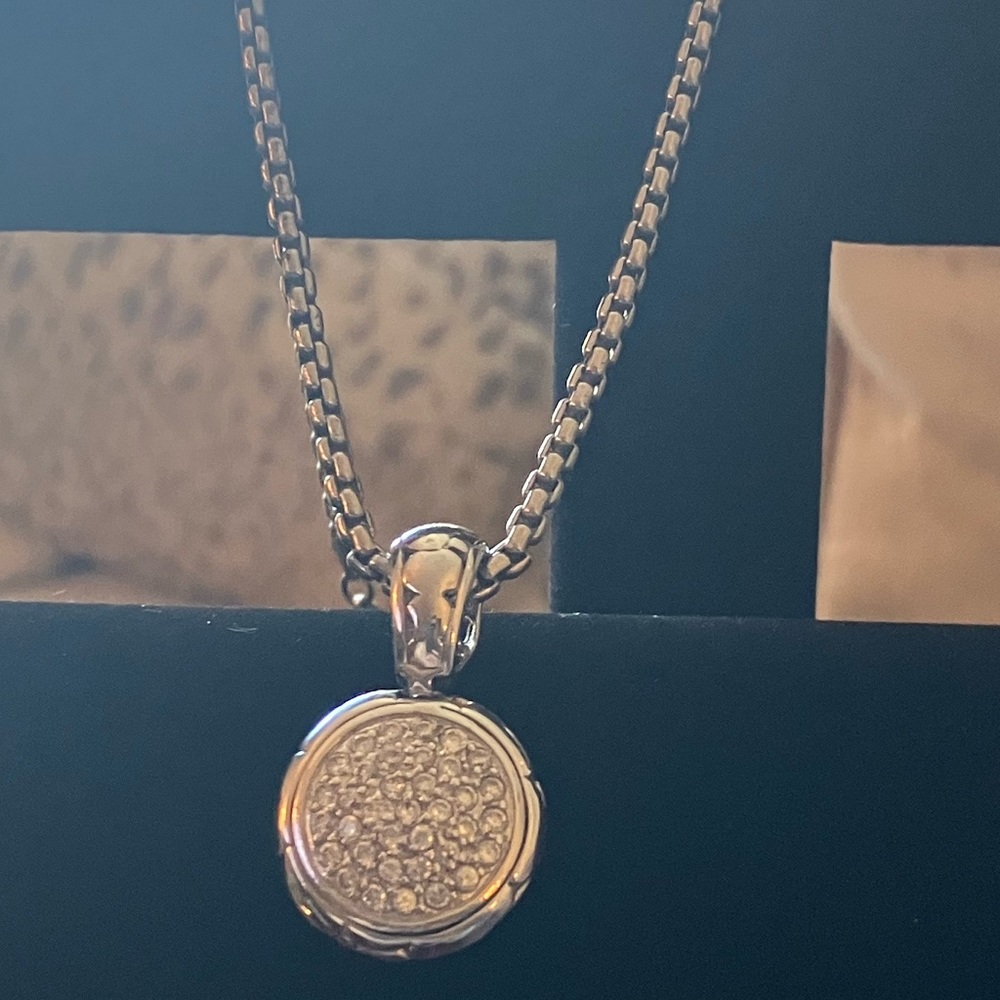 Silver diamond (look) necklace